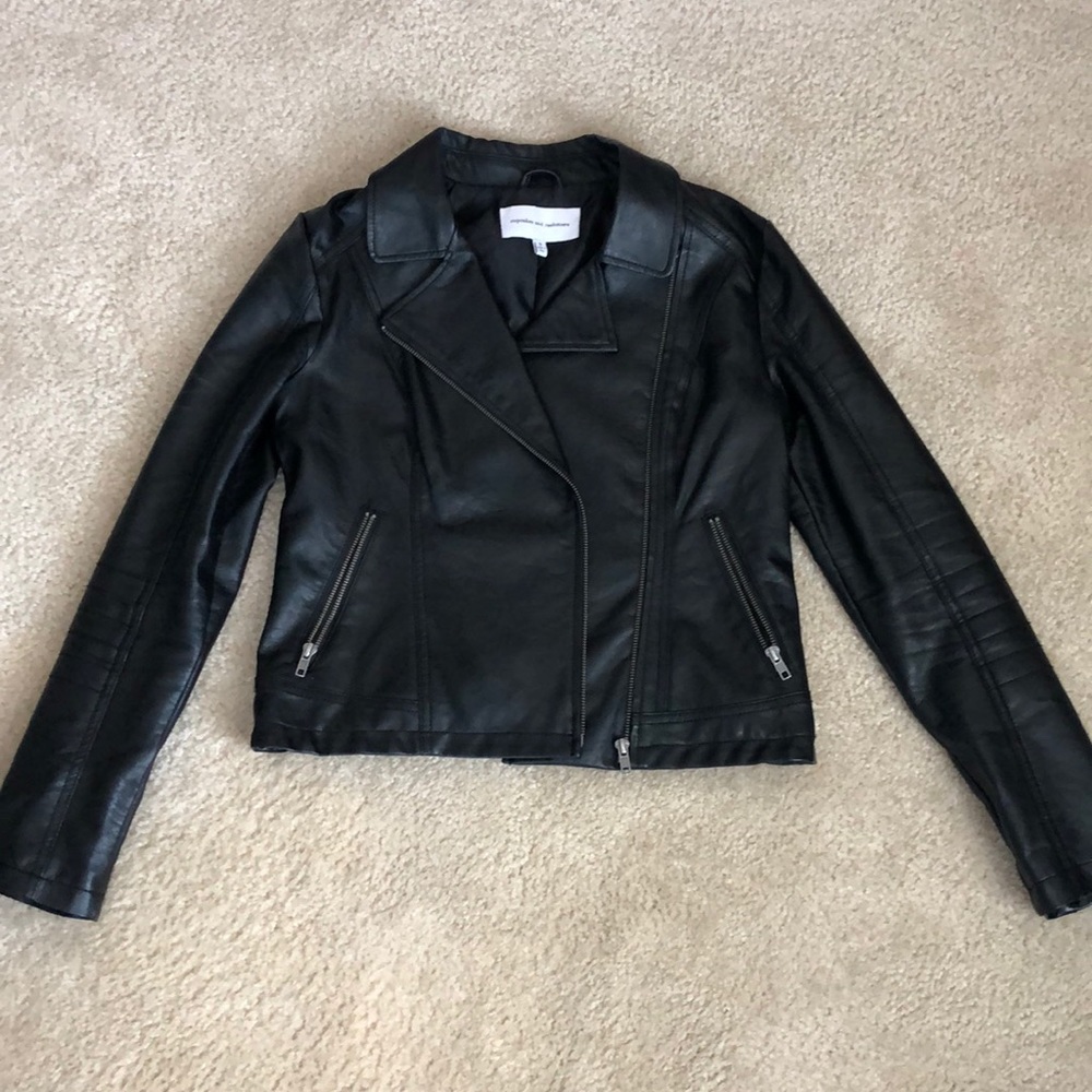 Faux black leather jacket, size small